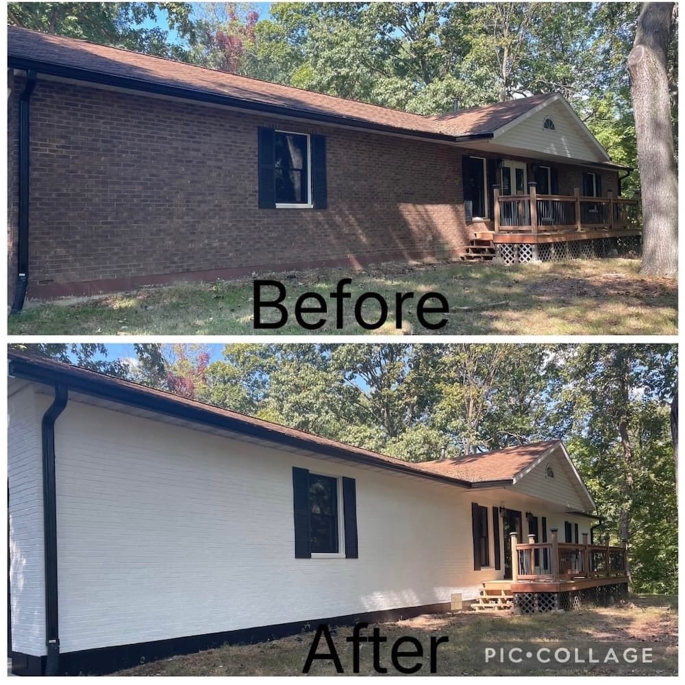 Brick house painted white