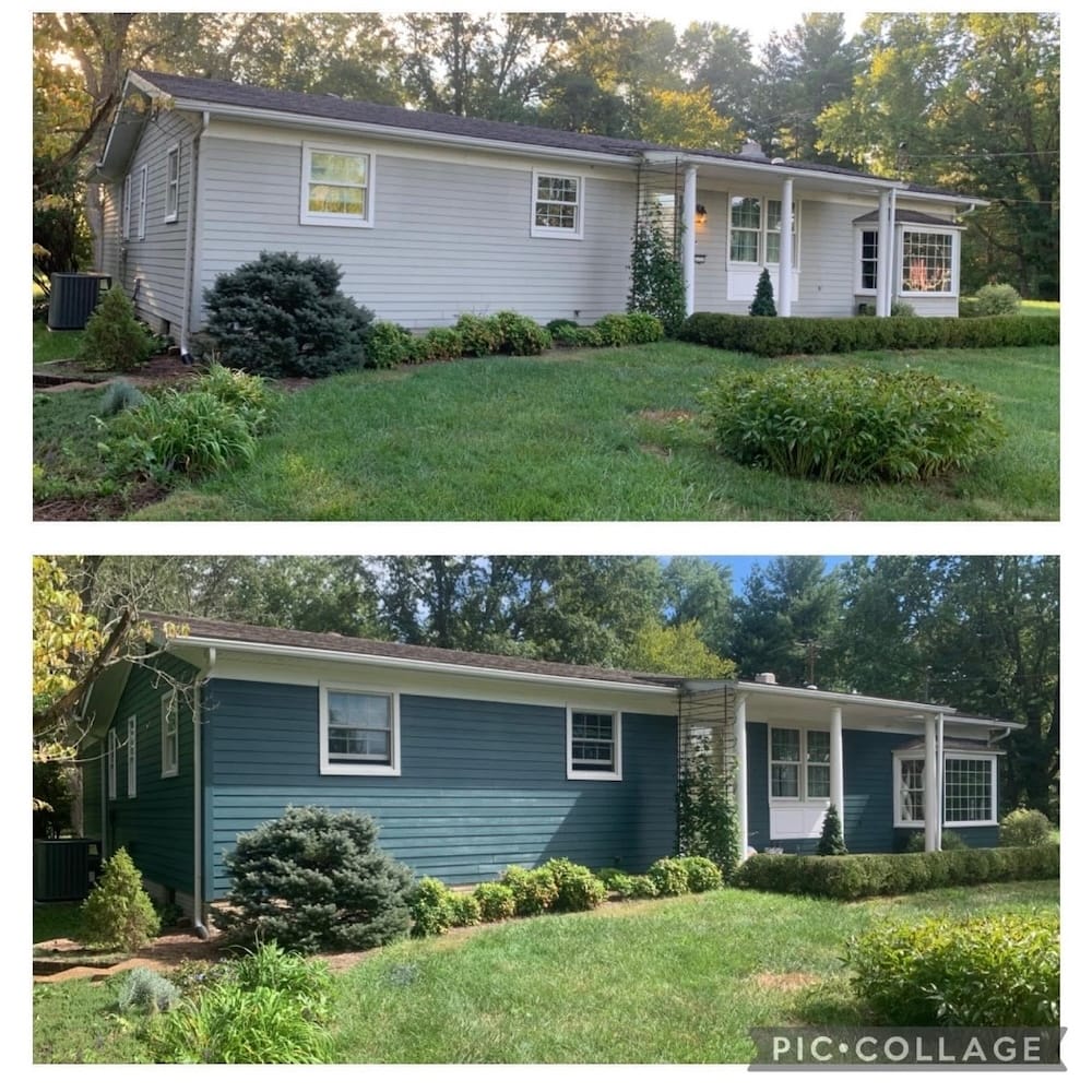 Gray house painted Green