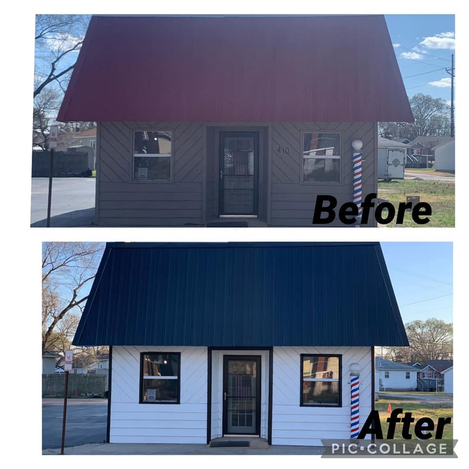 Barbershop exterior paint job before and after